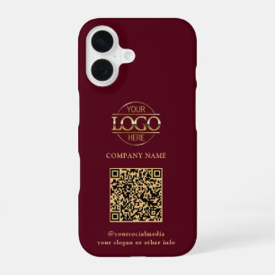 Coque iPhone 16 Logo d'entreprise moderne rouge et code QR promoti