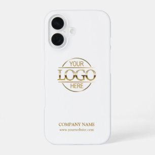 Coque iPhone 16 Logo d'entreprise promotionnel blanc élégant