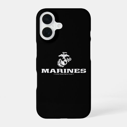 Coque iPhone 16 Logo empilé USMC - Blanc (Verso)