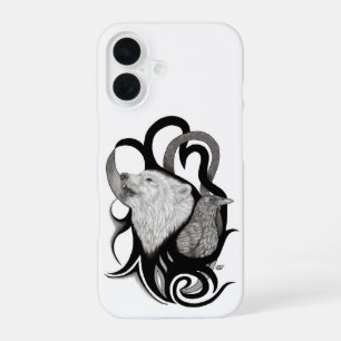 Coque iPhone 16 Loup blanc avec art tribal coréen