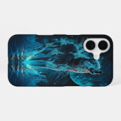 Coque iPhone 16 Loup de feu bleu (Verso Horizontal)