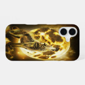 Coque iPhone 16 Loup de foudre doré (Verso Horizontal)