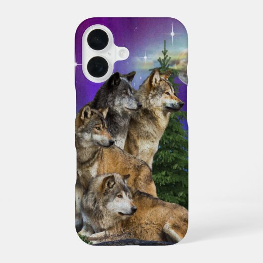 Coque iPhone 16 Loup et Lune (Verso)