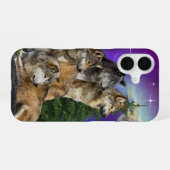 Coque iPhone 16 loup et lune (Verso Horizontal)