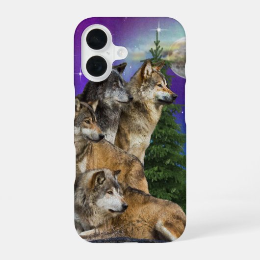 Coque iPhone 16 Loup et lune (Verso)