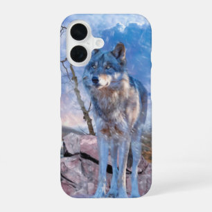 Coque iPhone 16 Loup Gris RÉPONDRE À L'APPEL