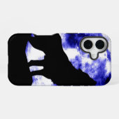 Coque iPhone 16 Loup hurlant à la lune (Verso Horizontal)