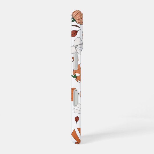 Coque iPhone 16 Love for Autumn Fall Pumpkins Bows Leaves Pattern (Côté droit)