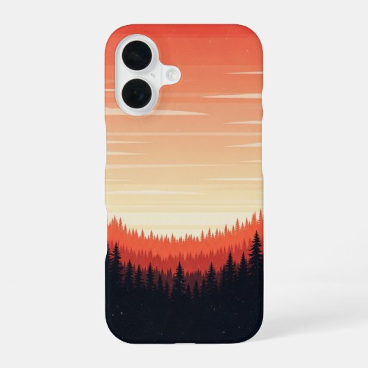 Coque iPhone 16 Lueur de la forêt rétro (Verso)