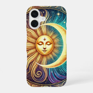 Coque iPhone 16 Lune élégante et art céleste du Soleil