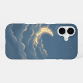 Coque iPhone 16 Lune vintage parmi les nuages (Verso Horizontal)