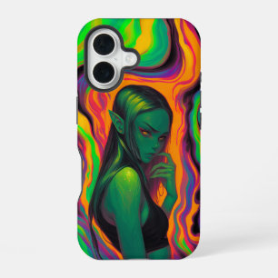 Coque iPhone 16 Lutine psychédélique dans des vagues de lave néon