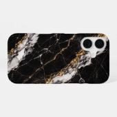 Coque iPhone 16 Luxury Black Marble Gold Vein Phone Case (Verso Horizontal)