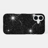 Coque iPhone 16 Luxury Black Night Sky Starry Sparkle iPhone 16 Ca (Verso Horizontal)