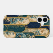 Coque iPhone 16 Luxury Teal & Gold Floral OtterBox iPhone Case (Verso Horizontal)