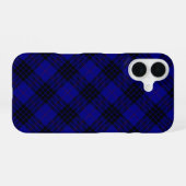 Coque iPhone 16 MacKay tartan bleu noir plaid (Verso Horizontal)