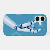 Coque iPhone 16 Main cybernétique avec sphère atomique (Verso Horizontal)