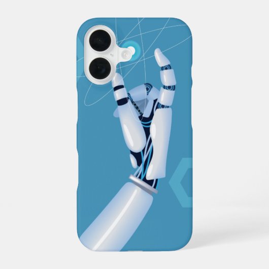 Coque iPhone 16 Main cybernétique avec sphère atomique (Verso)