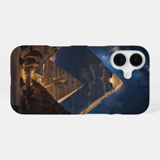 Coque iPhone 16 Majestic pyramide complexe à la conception nocturn (Verso Horizontal)