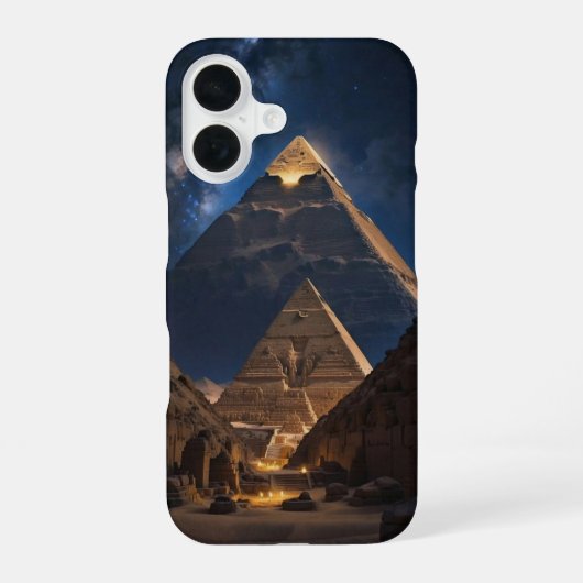 Coque iPhone 16 Majestic pyramide complexe à la conception nocturn (Verso)