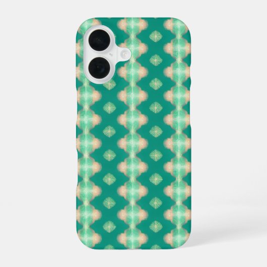 Coque iPhone 16 Malachite vert et Saumon rose (Verso)