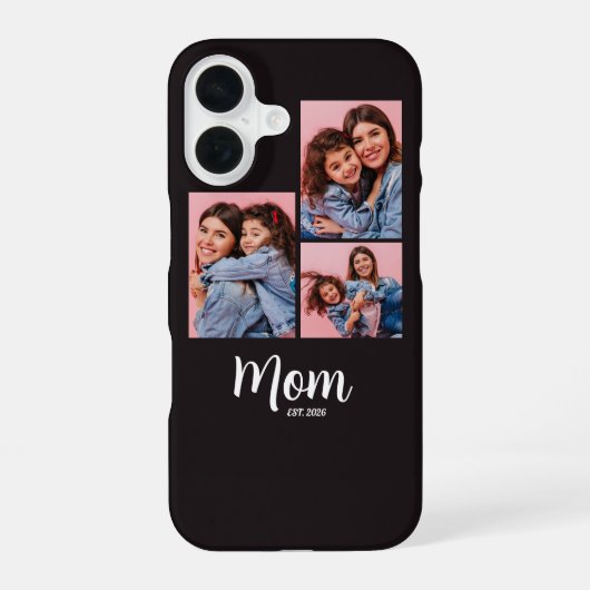 Coque iPhone 16 Maman a établi Script Noir 3 Photo (Verso)