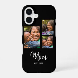 Coque iPhone 16 Maman a établi un script moderne noir 3 Photo