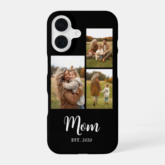 Coque iPhone 16 Maman a établi un texte de script moderne noir 3 P (Verso)