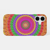 Coque iPhone 16 Mandala Ball style crochet jaune - (Verso Horizontal)