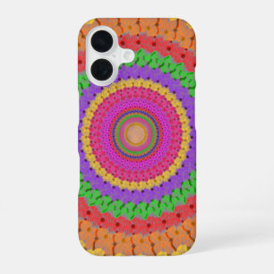 Coque iPhone 16 Mandala Ball style crochet jaune -