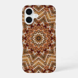 Coque iPhone 16 Mandala de l'étoile kaléidoscope motif ambre