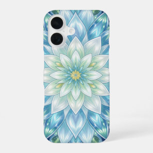 Coque iPhone 16 Mandala de Nénuphar Blanc Glacé