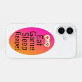 Coque iPhone 16 Manger jeu dormir répéter (Verso Horizontal)