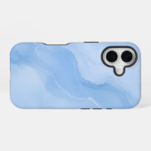 Coque iPhone 16 Marbre Abstrait Motif Bleu Clair (Verso Horizontal)