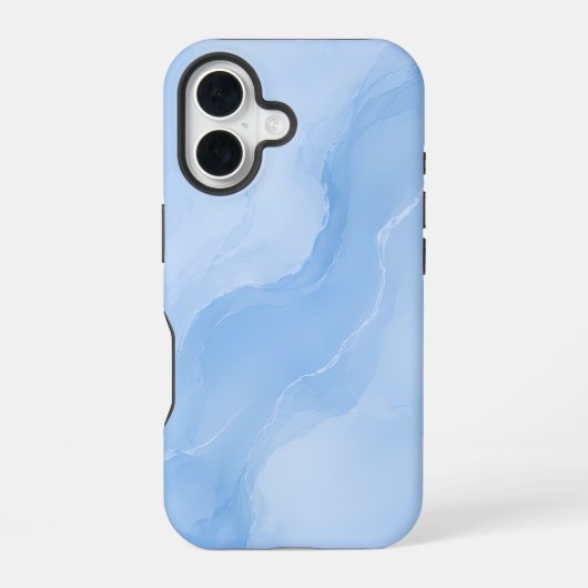 Coque iPhone 16 Marbre Abstrait Motif Bleu Clair (Verso)