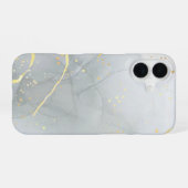 Coque iPhone 16 Marbre Blanc Chic Paillettes (Verso Horizontal)
