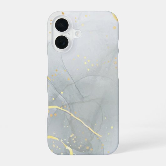 Coque iPhone 16 Marbre Blanc Chic Paillettes (Verso)