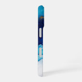 Coque iPhone 16 Marbre bleu blanc or (Côté droit)