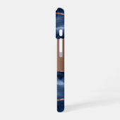 Coque iPhone 16 Marbre bleu rose or nom monogramme (Côté gauche)
