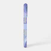 Coque iPhone 16 Marbre bleu violet argenté pailleté Monogram (Côté droit)