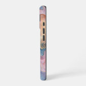Coque iPhone 16 Marbre d'agate bleu chic rose or (Côté gauche)