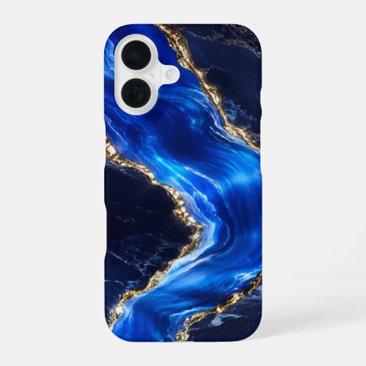 Coque iPhone 16 Marbre de Rivière Saphir Luxe (Verso)