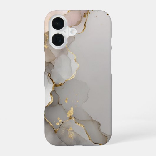Coque iPhone 16 Marbre neutre et or (Verso)