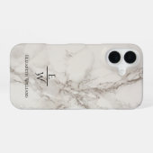 Coque iPhone 16 Marbre noir et blanc poussiéreux paillettes person (Verso Horizontal)