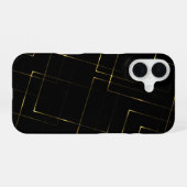Coque iPhone 16 Marbre noir et or élégant (Verso Horizontal)