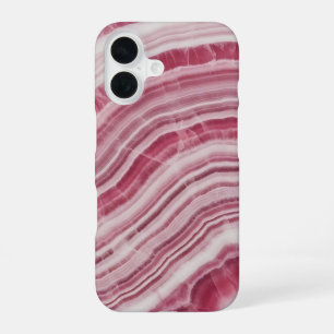 Coque iPhone 16 Marbre Rose Rhodochrosite Motif Pierre Agate