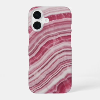 Coque iPhone 16 Marbre Rose Rhodochrosite Motif Pierre Agate