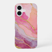 Coque iPhone 16 Marbre Rose roux et poussiéreux avec Parties scint (Verso)