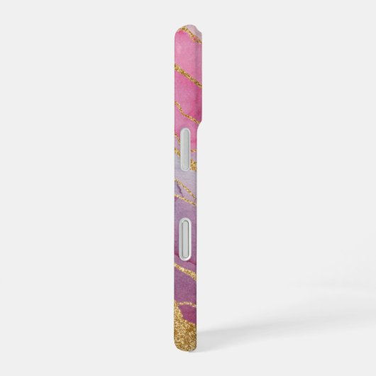 Coque iPhone 16 Marbre Rose roux et poussiéreux avec Parties scint (Côté droit)
