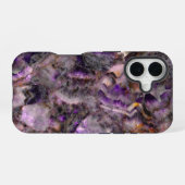 Coque iPhone 16 Marbre violet de granit violet de pierre classique (Verso Horizontal)